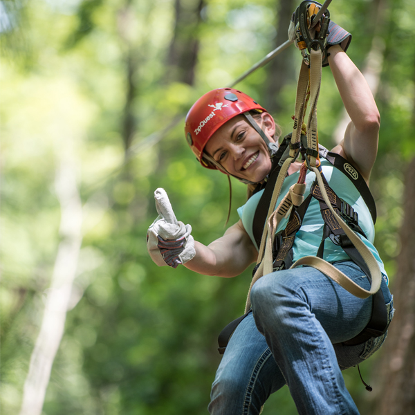 Woman on Zipline in Fayetteville
